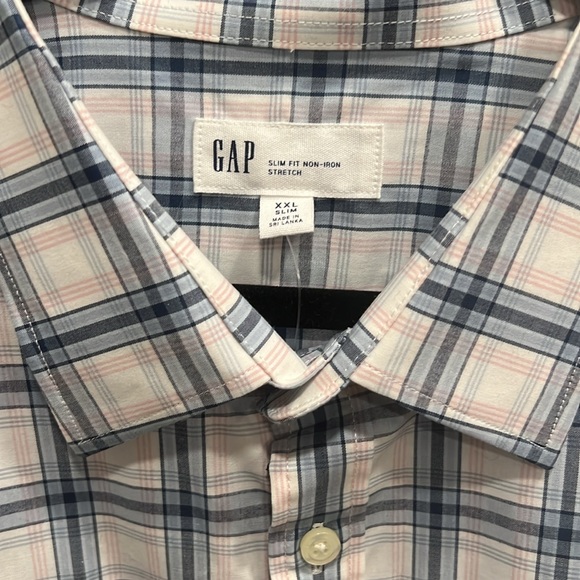 NWT GAP Men’s Plaid Slim Fit Non-iron stretch Button Down Dress Shirt - XXL - Picture 2 of 5